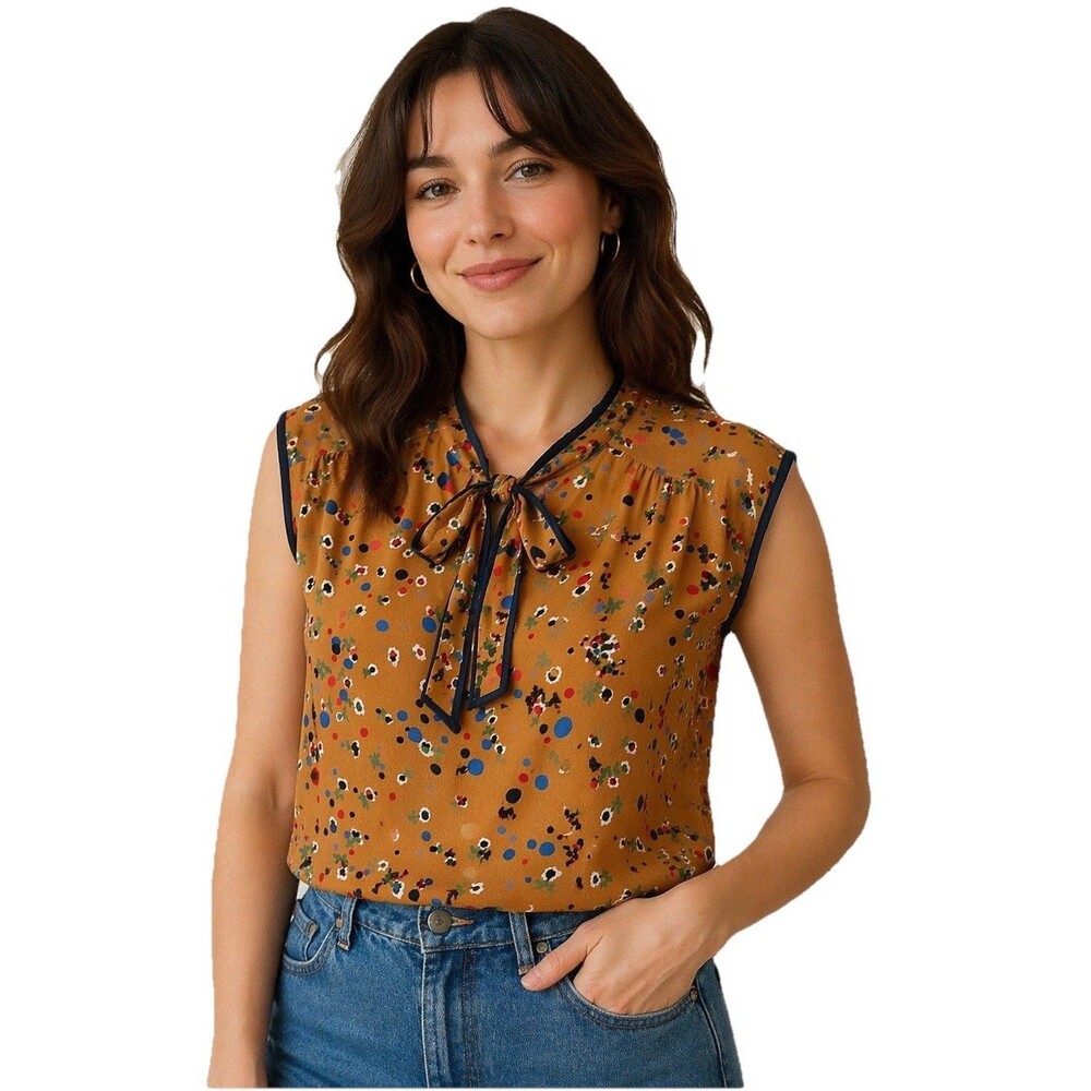 Jessy B Blouse 3x Mustard Yellow Polka Dot Retro Rockabilly
